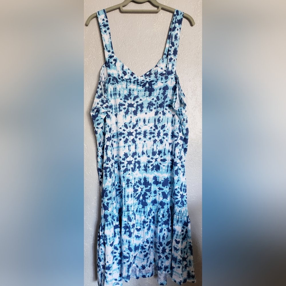 NWT Coral Bay Women's V-neck sleeveless long dress Ruffles on bottom S  1X